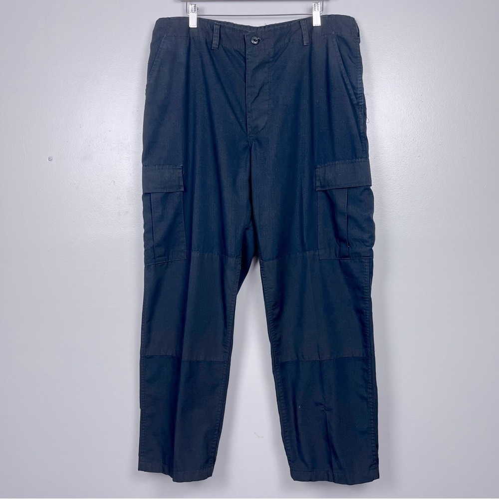 Men's Black Ripstop Combat Cargo Button Fly Pants Size Large-Regular; Utility